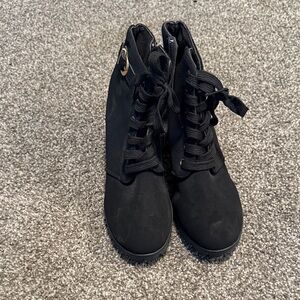 Black Lace-Up Ankle Boots